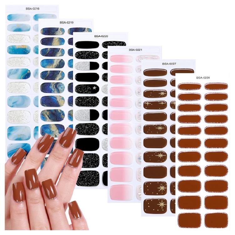 22Pcs Gel Nail Strips Gel Nail Stickers No Curing Necessary Fashion Nail Art Easy Application for Professional Look