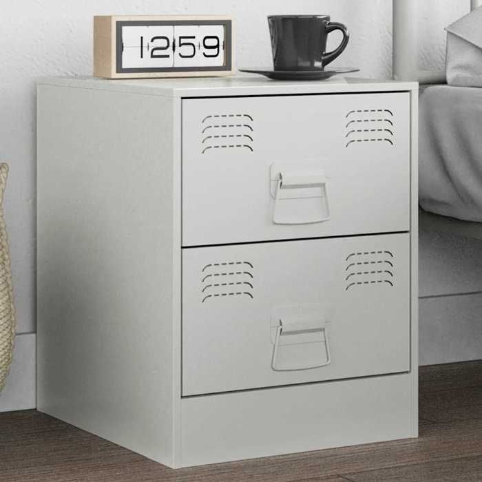 VidaXL Table de chevet blanc 34,5x39x44 cm acier, armoire, meubles de chambre, support téléphonique, armoire d'appoint, 841629