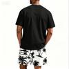 Men's Casual Two Piece Set Short Sleeve T Shirt and Elastic Waist Drawstring Shorts Summer Outfit Lightweight Comfortable Fit
