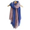 Women'S Cotton And Linen Two-Color Splicing Scarf Fashionable Super Long Warm Shawl Contrasting Colors Japanese Fresh Scarf
