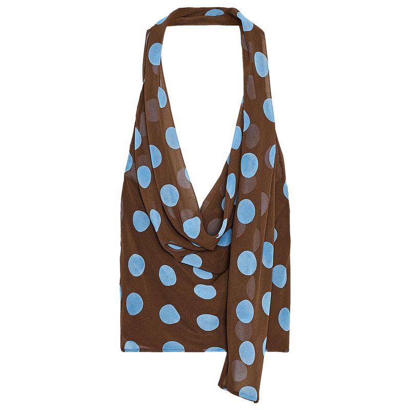 

Zaprha 2025 Новый Сексуальный Пляжный Стиль Тонкий Шарф Лента Горошек Подвеска на Шею Топ Женский 3756352 Blue L