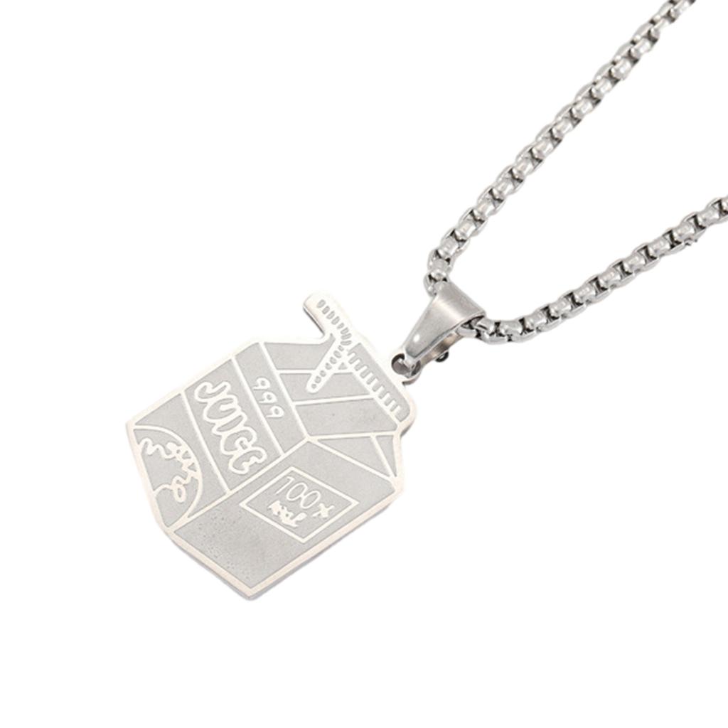 Unique Milk Box Necklace Pendant Necklace Charm Necklace Titanium Steel Texture Neck Jewelry for Expressing Love