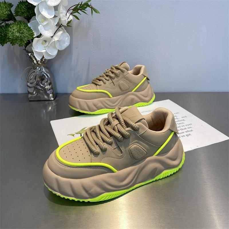 Mesh Breathable Casual Board Shoes Thick Soled Anti Slip Height Increasing Shoes Men Fashion Sneakers Comfort Running Shoes