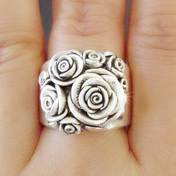 Personalisierter Retro Black Rose Serie Ring Ring Ring Damen Schmuck