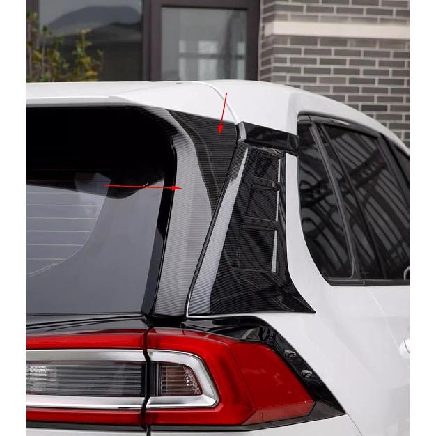 Car Accessories Fit for Toyota RAV4 2019-2025 Exterior ABS Rear Spoiler Wing Side Beveled Window Sill Pillar Molding Cover Trim (Carbon Fiber) 2PCS