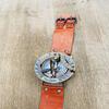 Antique Brass Sundial Engraved Compass, Wrist Brass Sundial Compass  Wrist Watch with Leather Case