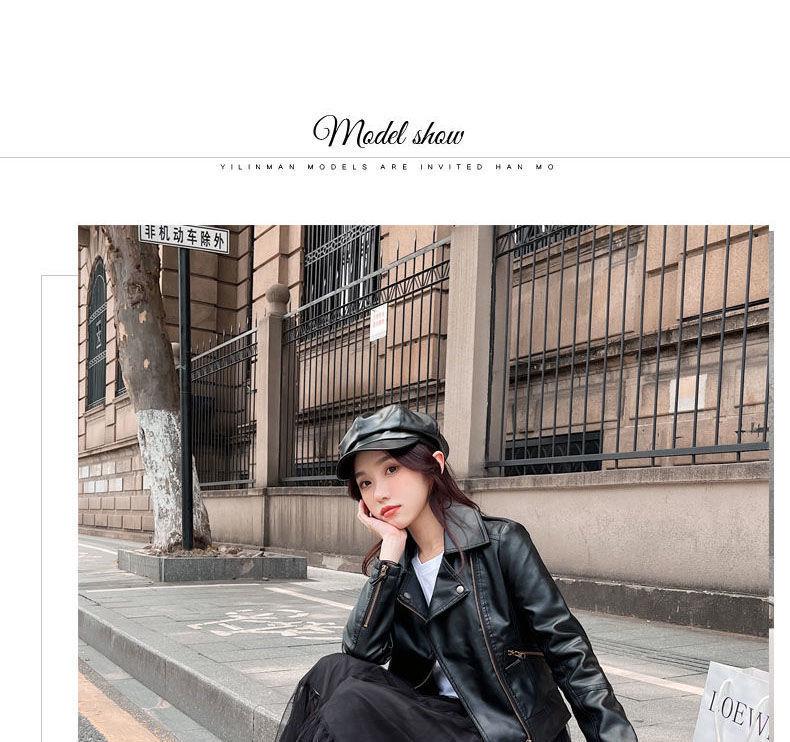 2025 Women's Slim Fit PU Leather Jacket - Short, Plus Size, Korean Style, Trendy Outerwear for Spring & Autumn