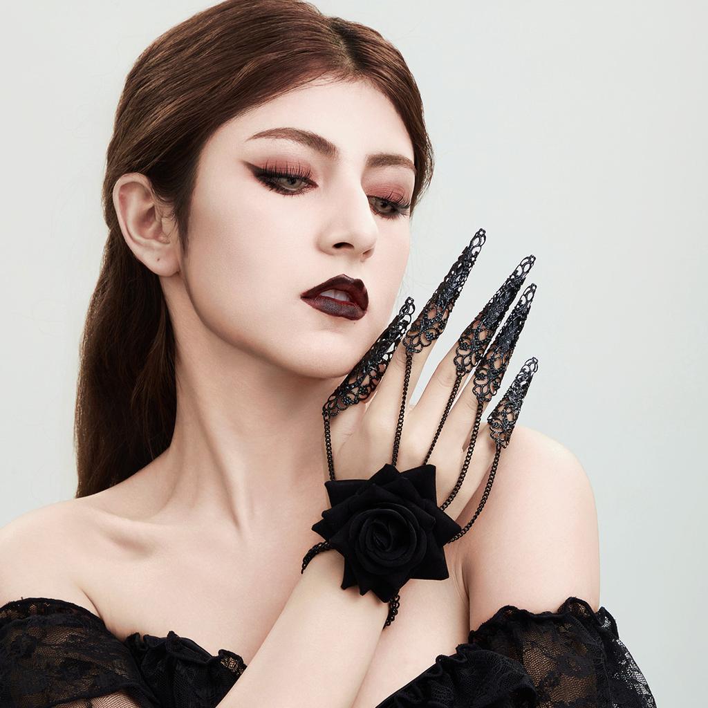 Pearl Neck Chain Multi-Layer Halloween Dark Necklace Female Beaded Blood Fringed Rose Flower Collar