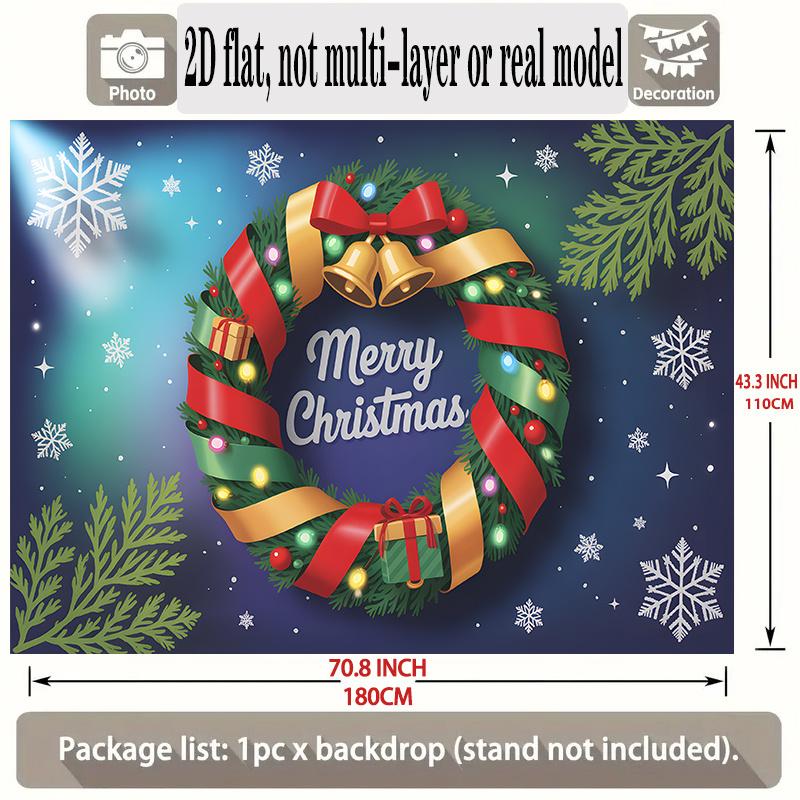 Christmas Wreath Wedding Themed Birthday Photo Backdrop, Polyester Banner for Home Room Wall Decor