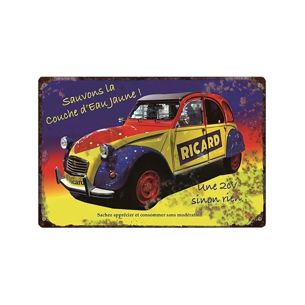 

Винтажная жестяная вывеска Ricard Car для гаража - Ретро декор для стен для мужской берлоги, дома и гаража, 8 x12 Многоцелевая, Вывески, 1 шт. 20x30cm белый