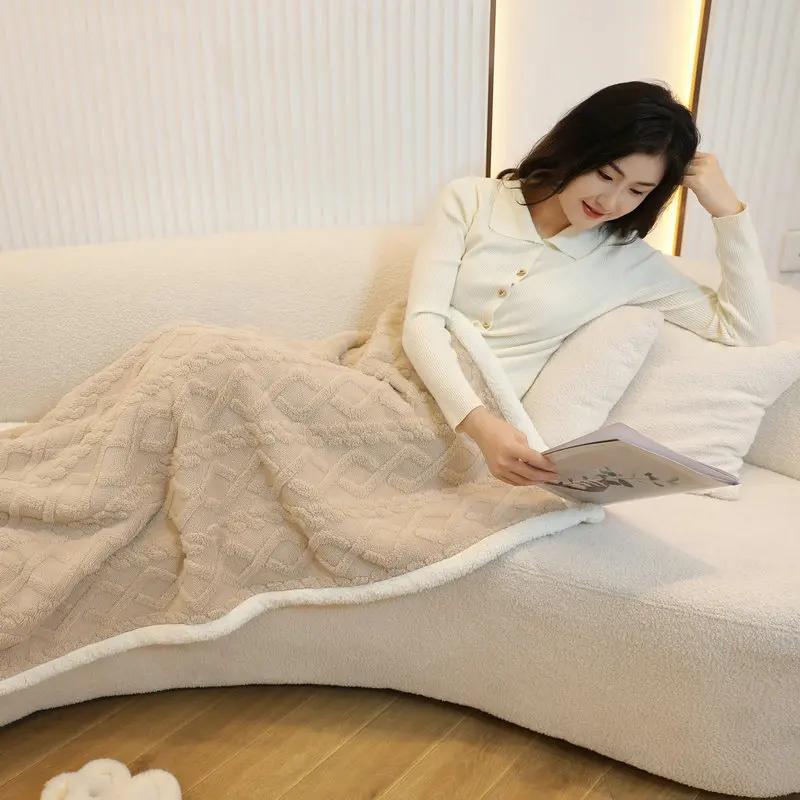 Nordic Style Tafuru Shawl Winter Blanket Office Lunch Wool Knee Blanket Home Sofa Air Conditioning Multifunction Field Camping