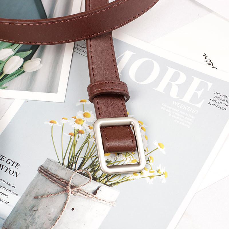 Faux Upscale Womens Leather Belt With Refined Rectangle Silver Buckle In Classic Black And Elegant Colors