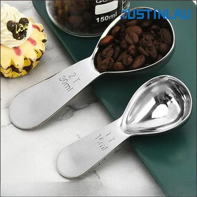 JUSTINLAU 15/30 ml Rostfritt Stål Kaffepulver Kaffeböna Sked med Skala Bakning Måttsked Krydda Mätverktyg