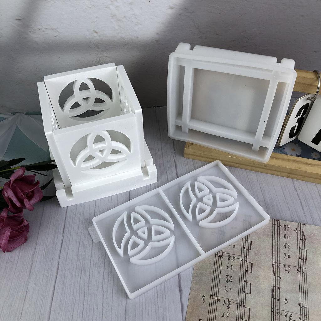 2pcs Creative Celtic Knot Candle Holder Silicone Mold Set Sturdy Display Ornament Mould for DIY Crafts and Home Decors