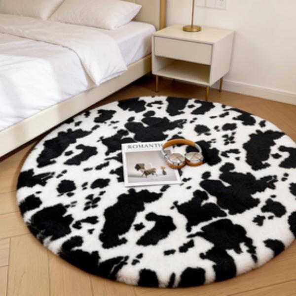 Plush Round Imitation Rabbit Fur Rug for Living Room, Bedroom, or Chair