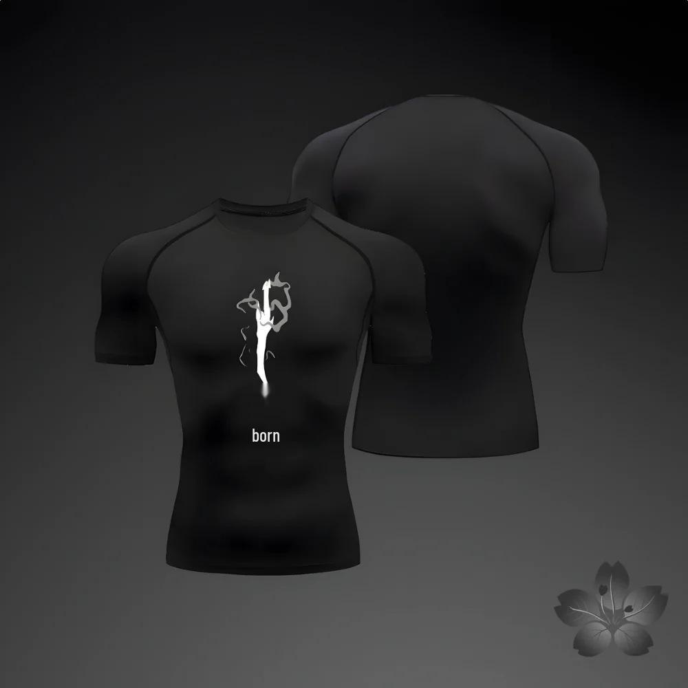 2024PRO Men's Fitness Quick-Dry Bodybuilding T-Shirt - Breathable, Tight Abdomen Shaping, Short Sleeve.