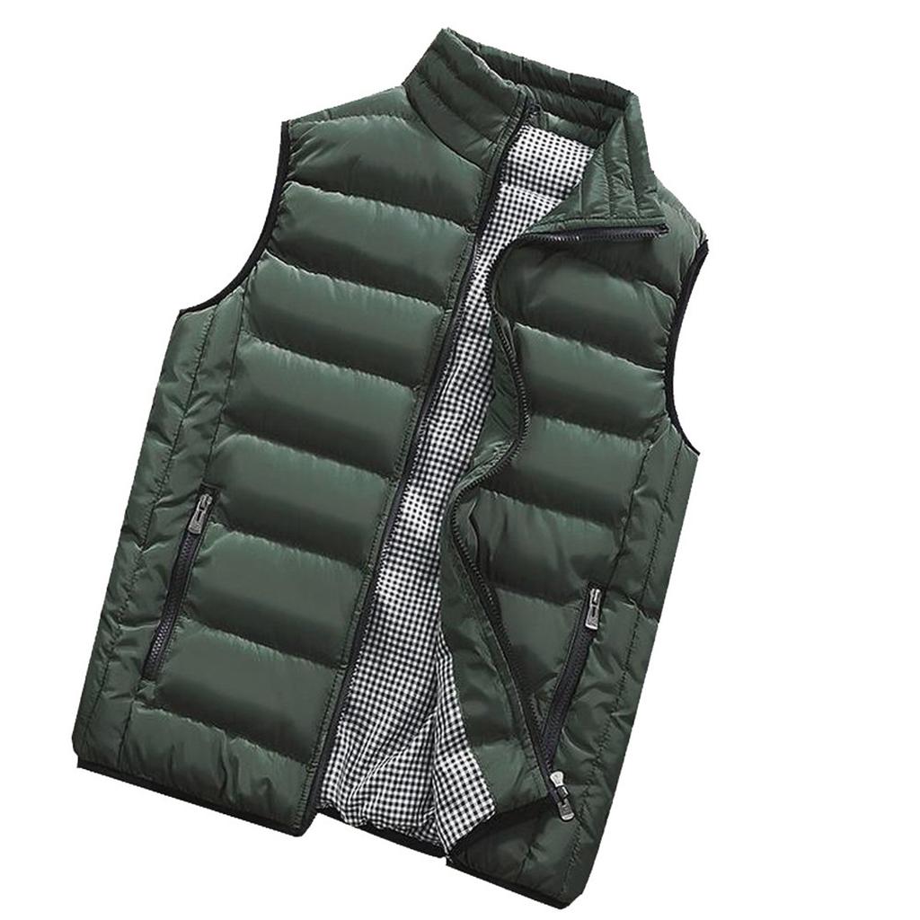 Men Winter Coat Padded Cotton Vest Warm Hooded Thick Vest Tops Jacket