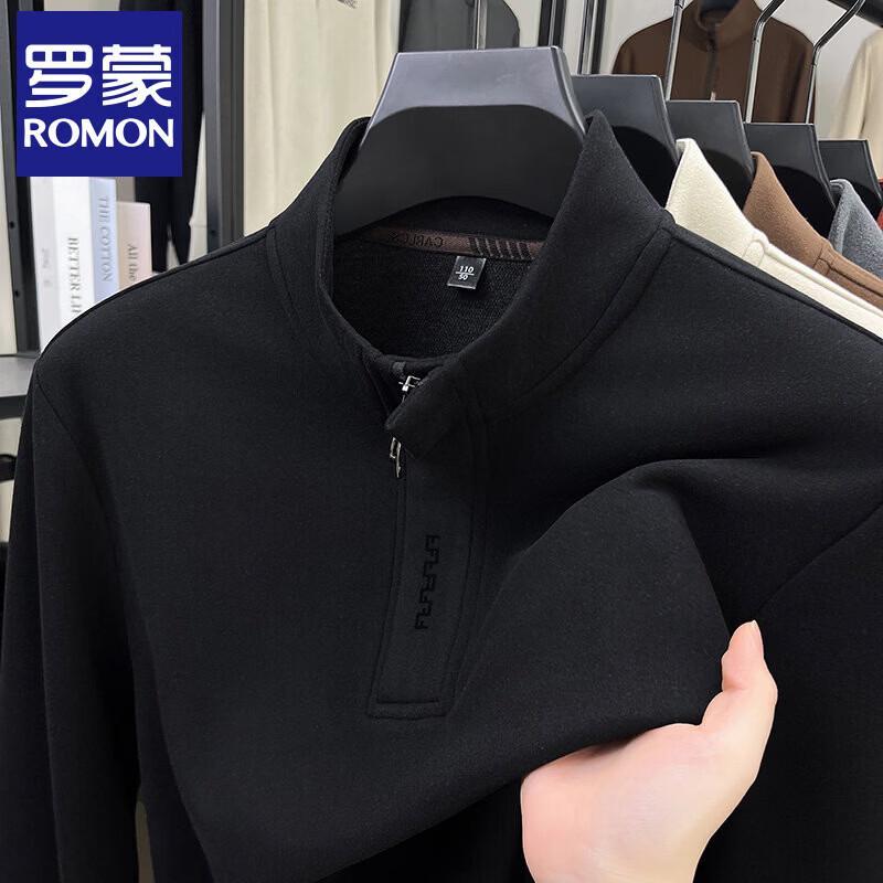 Romon Men s Fleece-Lined Half-Zip German Velvet Sweatshirt XL