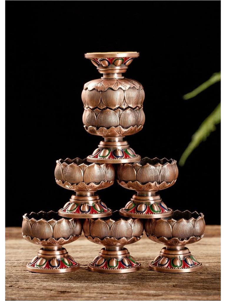 Lotus Metal Candle Holder for Buddha Altar or Home Offering