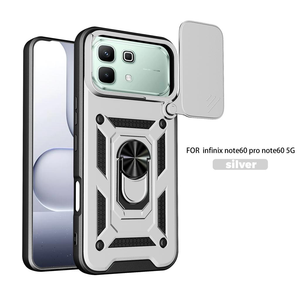 For Infinix Note 60 Pro Case Infinix Note 60 Cover Magnetic Ring Holder Armor Phone Case Slide Camera Protect Back Cover
