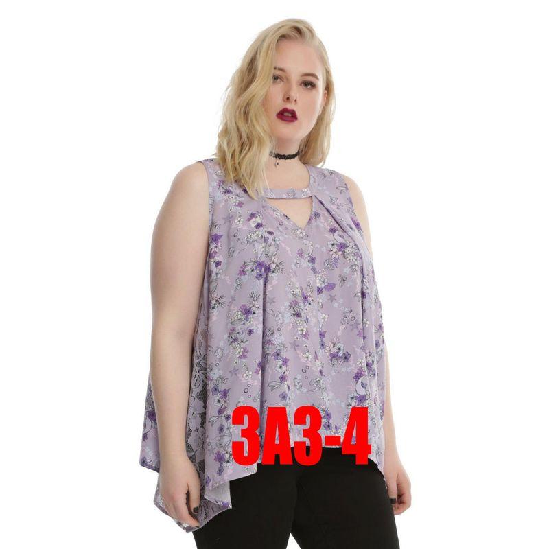 

Chubby Girl Loose Sleeveless Chiffon Vest Thin Top Violet 3 pieces