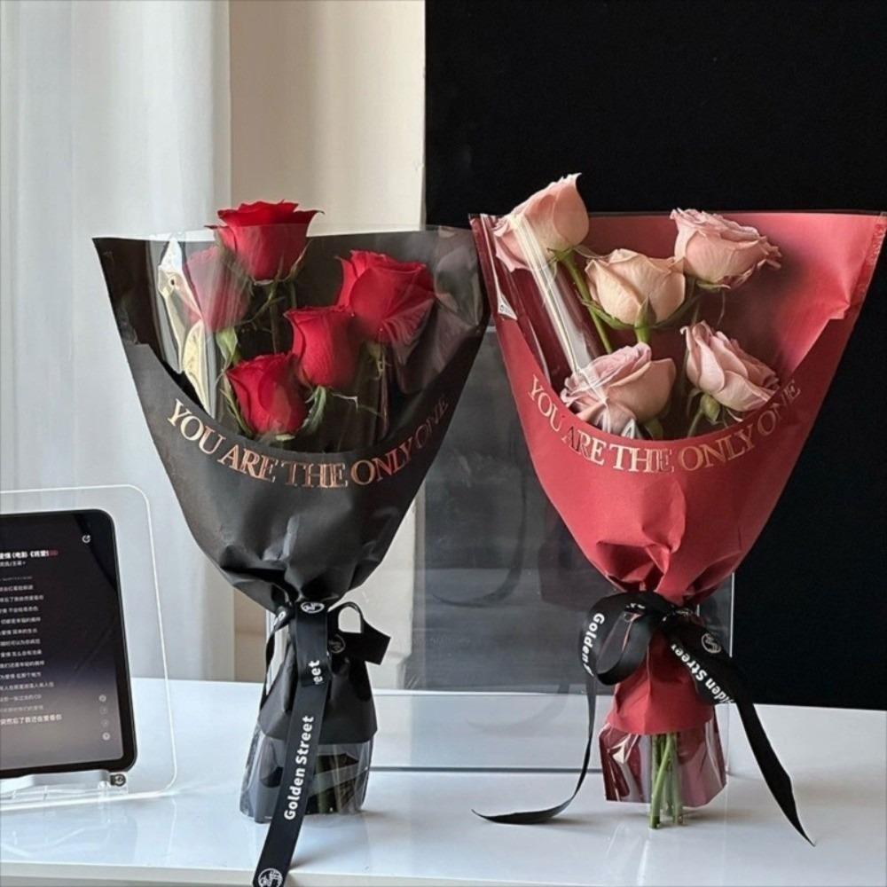 10 Stück Mehrstieliger Blumenstrauß Verpackungsbeutel OPP Frischblumenverpackung Neue Rosenverpackungsbeutel Hochzeit