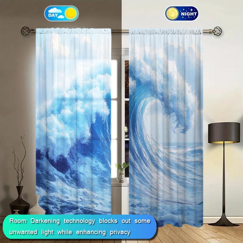 2-Panels Modern Minimalist Wave Diagram Curtains   Shade and Privacy Protection   Suitable for Decorating Various Rooms