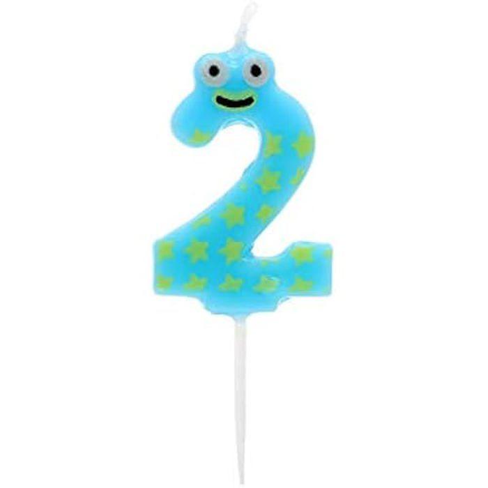 Bougie - ATOSA - n 2 - Bleu - Décoration de fête - Anniversaire enfant