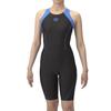Swimsuit Fitness Spats Half Hook and Loop Black X Blue L [Arena] One-Piece (Open Back, Leg, Pad) Women's (BKBL)