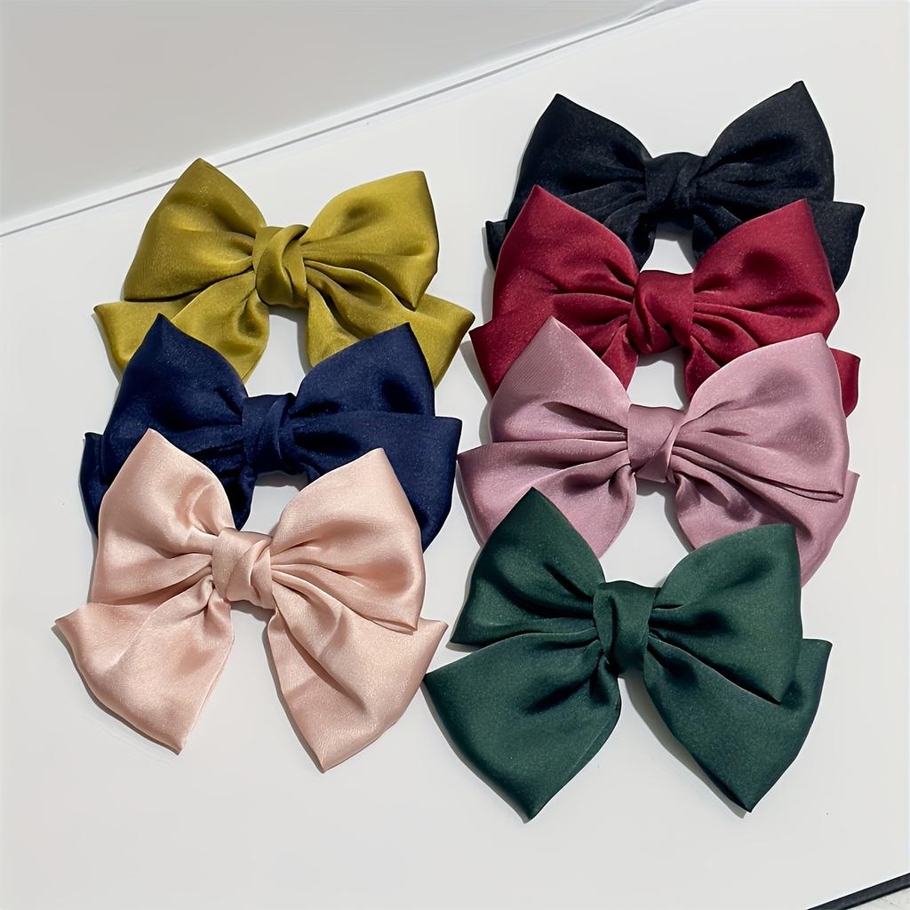 high quality7pcs/6pcs Spring and Summer Sweet Temperament Fabric Bow Hair Clip ins Princess Style Bang Clip Edge Clip Women's Hair Accessories