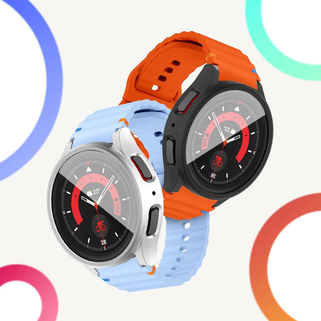 Soft Silicone Strap+PC Case for Samsung Galaxy Watch 7 6 5 4 40 44mm PC Screen Protector Cover Sport Band for Samsung  Watch 7