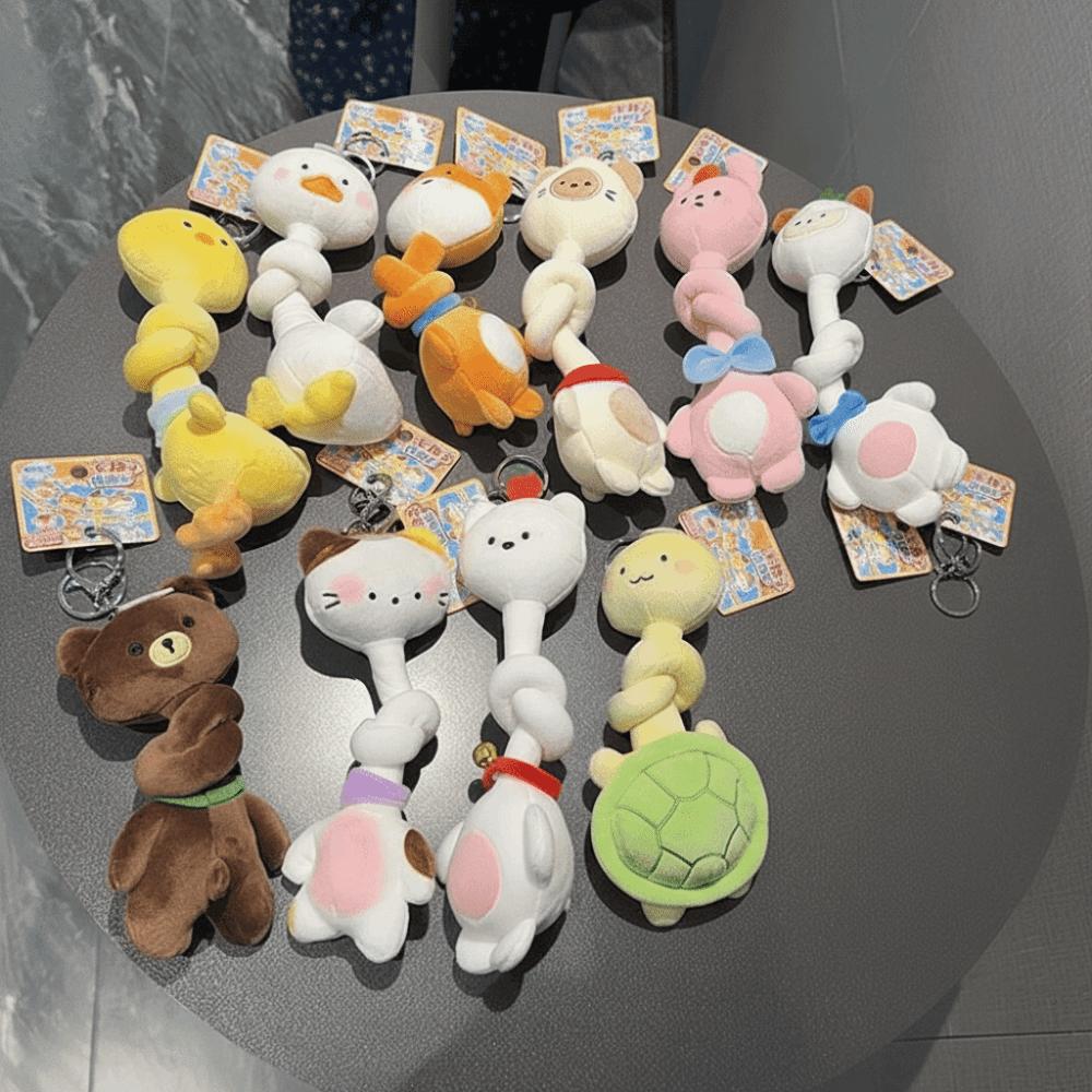 Flexible Structure Long Neck Stuffed Doll Twistable Animal Key Chain Gift for Girls