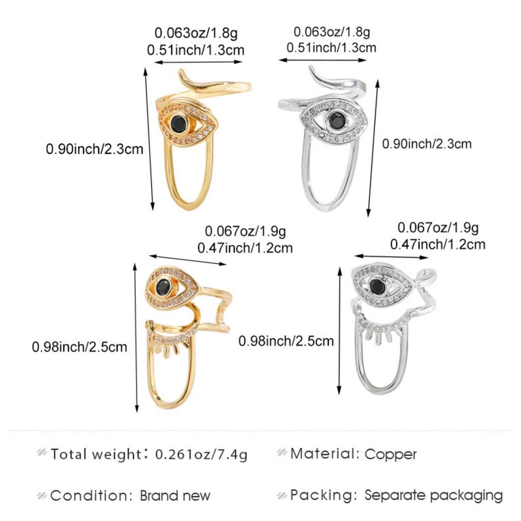 Metallic Evil Eye Nail Ring Women Trendy Opening Adjustable Nail Ring Stylish Personality Fashion Party Daily Wear Jewelry Gifts