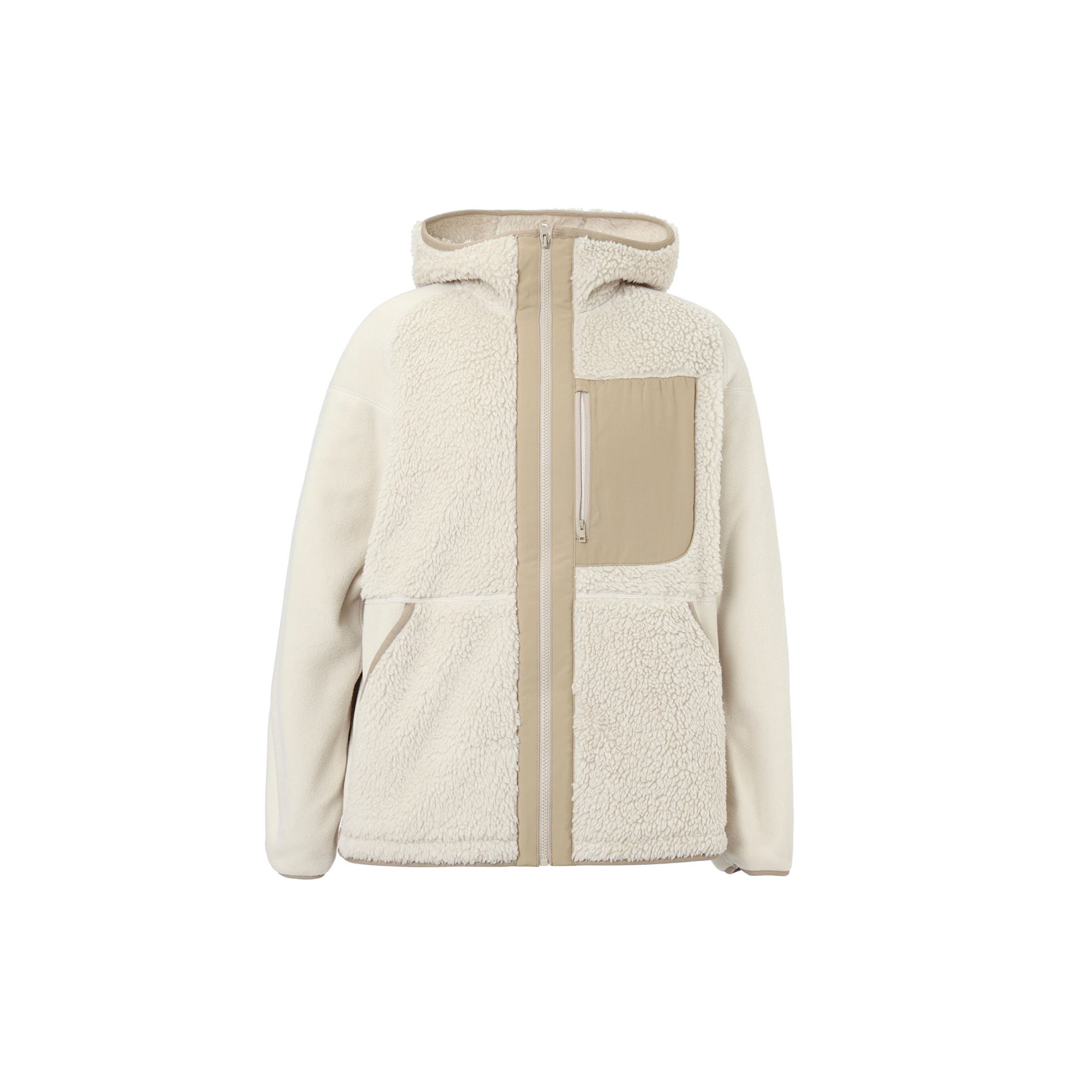 Uniqlo X White Mountaineering Флисовая куртка-толстовка на молнии с капюшоном Унисекс куртки Цвет Off-White 463350-30 S white