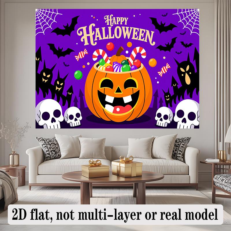 Party Backdrop Halloween Flat Banners Pumpkins Skulls Bats Celebrations Wedding Enthusiasts Event Backdrop Decoration Front Door Decor
