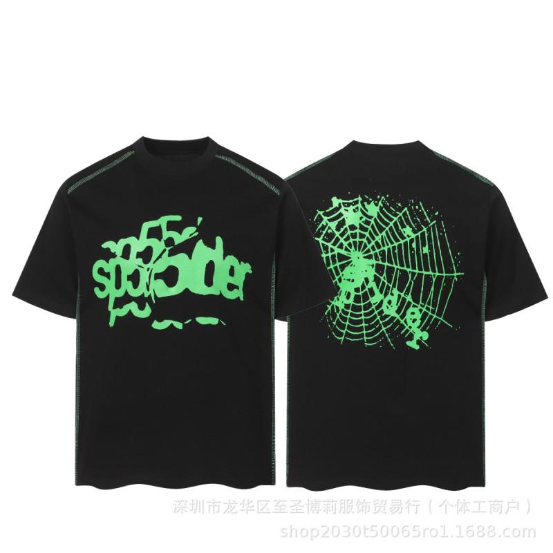 Sp5der 3D Puff Print Graphic Tee Men Loose Fit Cotton Short Sleeve T-Shirt Casual Wear