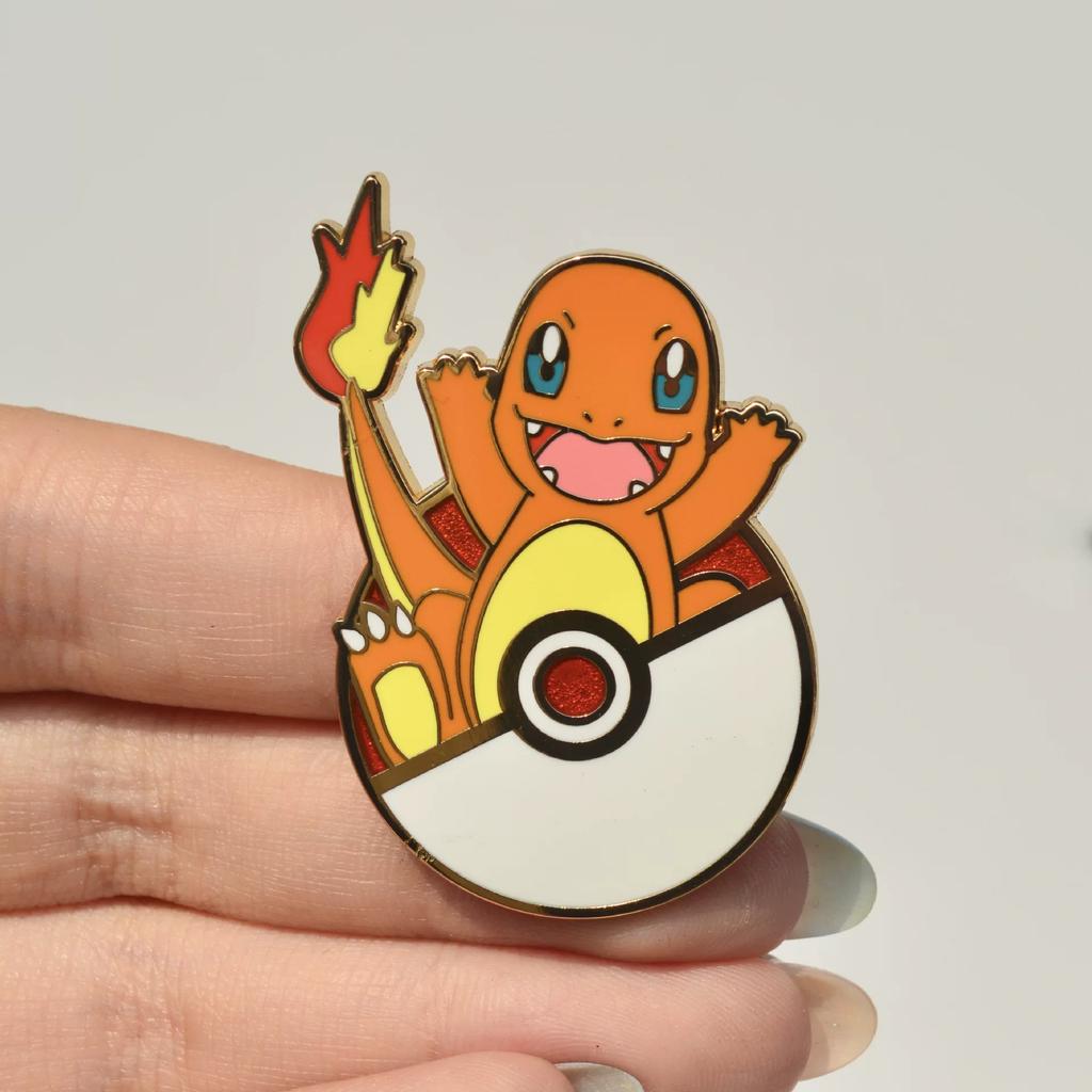 Anime Pkm Enamel Pins Cute Pikachu Charmander Gengar Metal Brooch Badge For Backpack Lapel Decoration Collectible Accessory