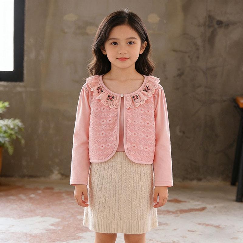 Embroidered Cotton Lace Girls' Sun Protection Cardigan