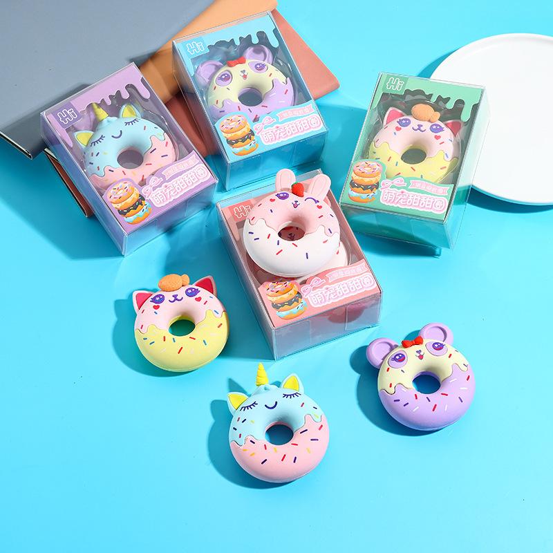Kawai Stationery Cute Pet Enlarged Donut Detachable Eraser Kindergarten Gift Primary School Student Office School Supplies
