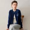 Autumn Winter Women's Cashmere Embroidered Round Neck Knit Cardigan