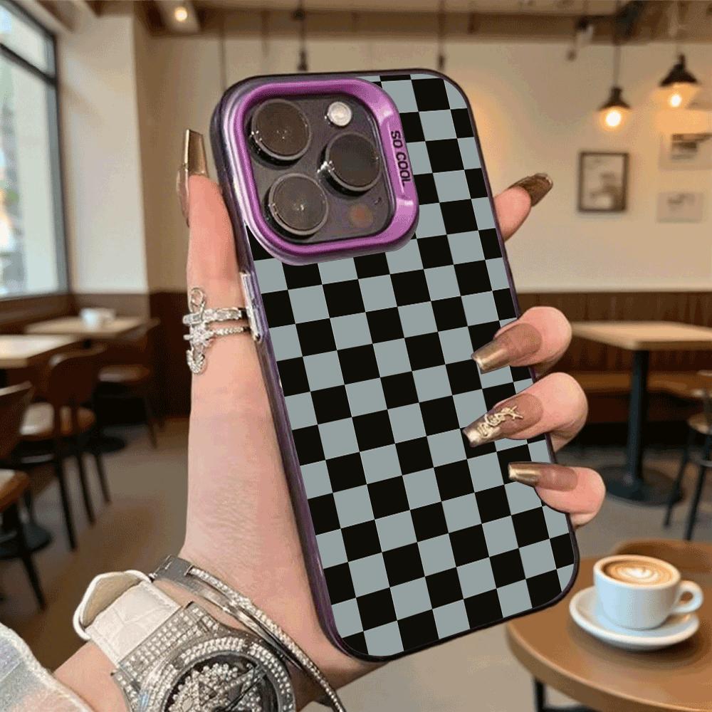 Black and Gray Checkerboard Phone Case for Redmi Note 15 14 13 12 11 10 9 Pro Plus Anti-Scratch Premium Hard Cover