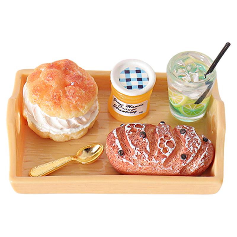 Miniature Dollhouse Bread & Juice Cake Set - DIY Decorations & Accessories