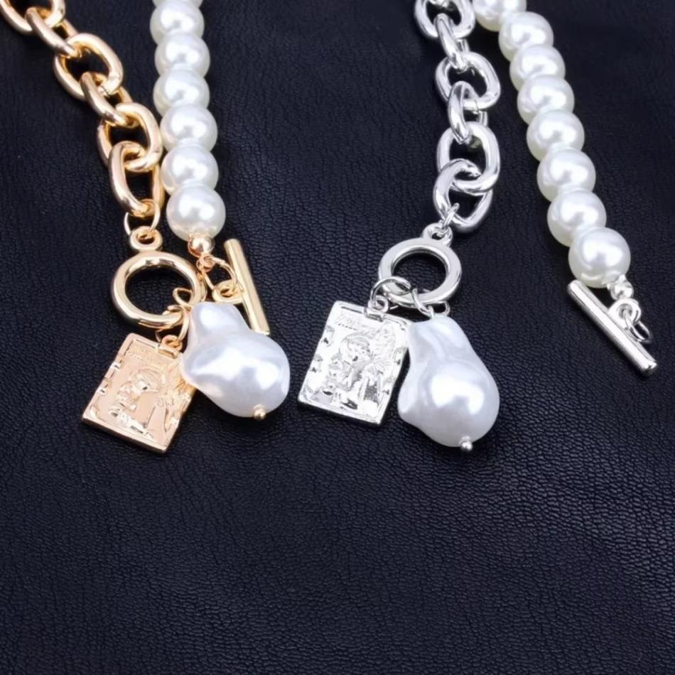1 Pcs Temperament Alien Pearl Necklace Creative Irregular Chain Clavicle Necklace Female Pendentif Diamant Femme