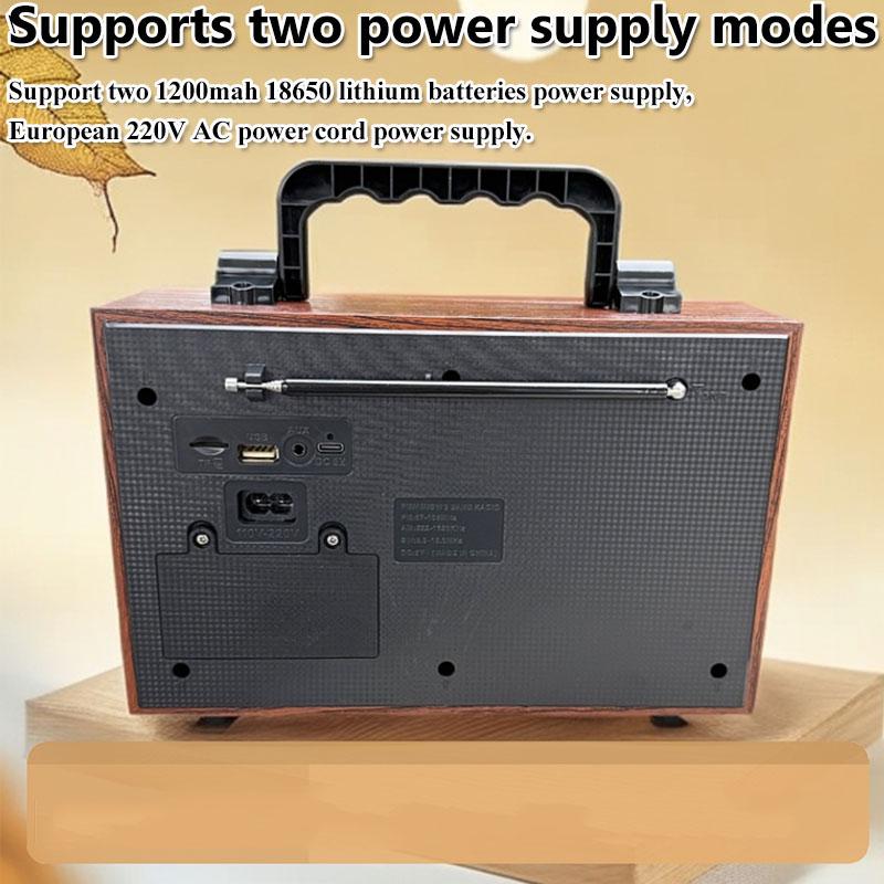 Portable Retro Nostalgic Radio Rechargeable Vintage FM AM SW Radios Powerful Bluetooth Speaker Support TF USB AUX AC/DC Power