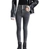 Verdickte Jeans mit hoher Taille aus Samt zum Abnehmen im Winter für Damen und hoch taillierte Leggings mit schmaler Passform und elastischen Jeans-Bleistifthosen