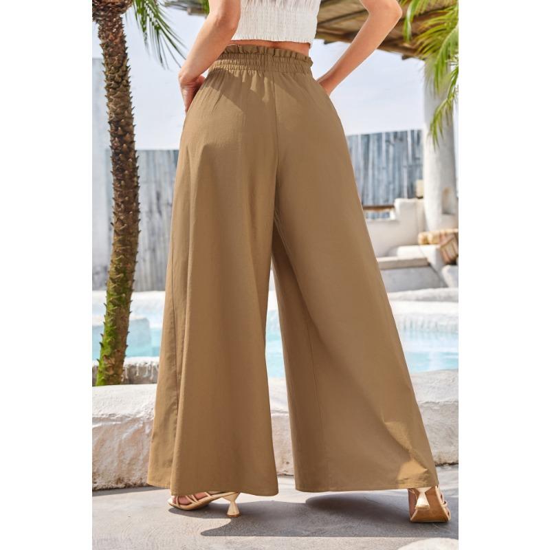 Summer Women's High Waisted Loose Bohemian Wide Leg Pants