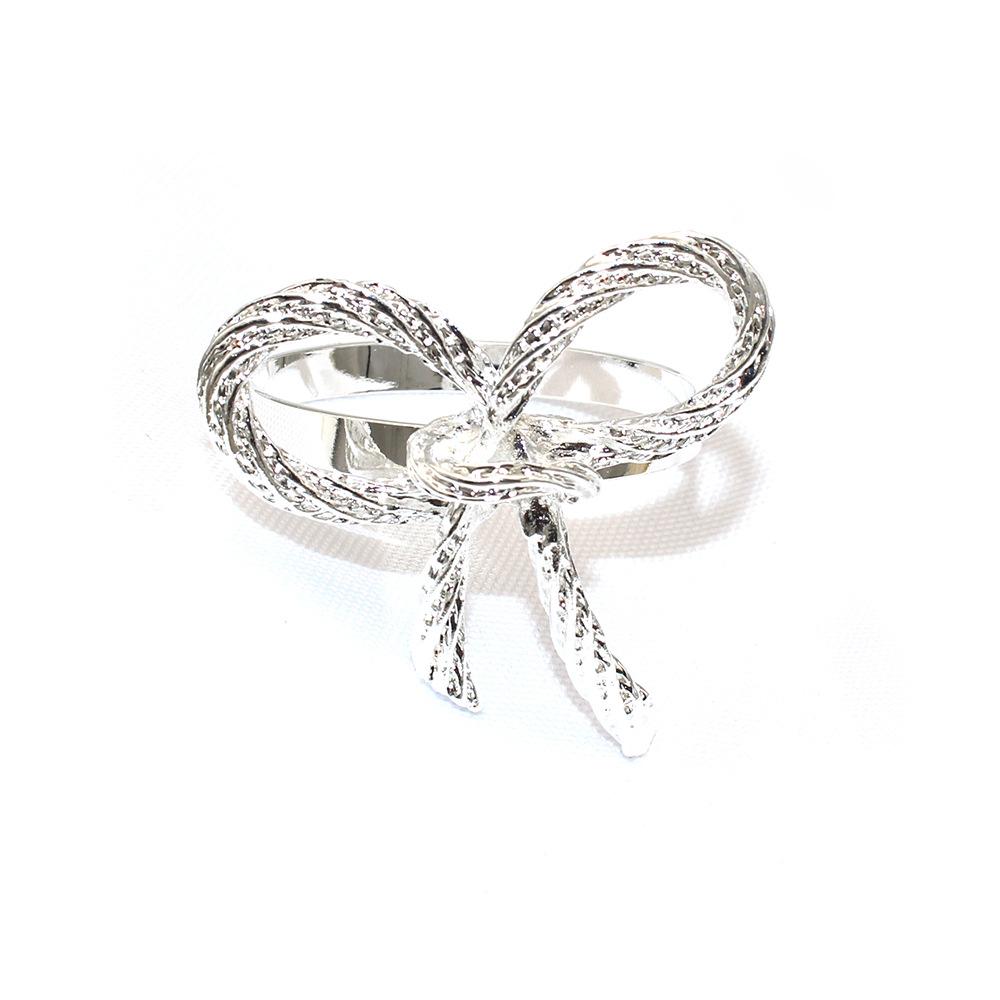12pcs Bowknot Napkin Rings Metal Gold Silver Napkin Holder Thanksgiving Wedding Banquet Western Restaurant Table Decorations