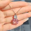Fashion Versatile Pink Diamond Necklace Purple Pendant Earrings Ice Flower Cut Ring Color Treasure Suit Women