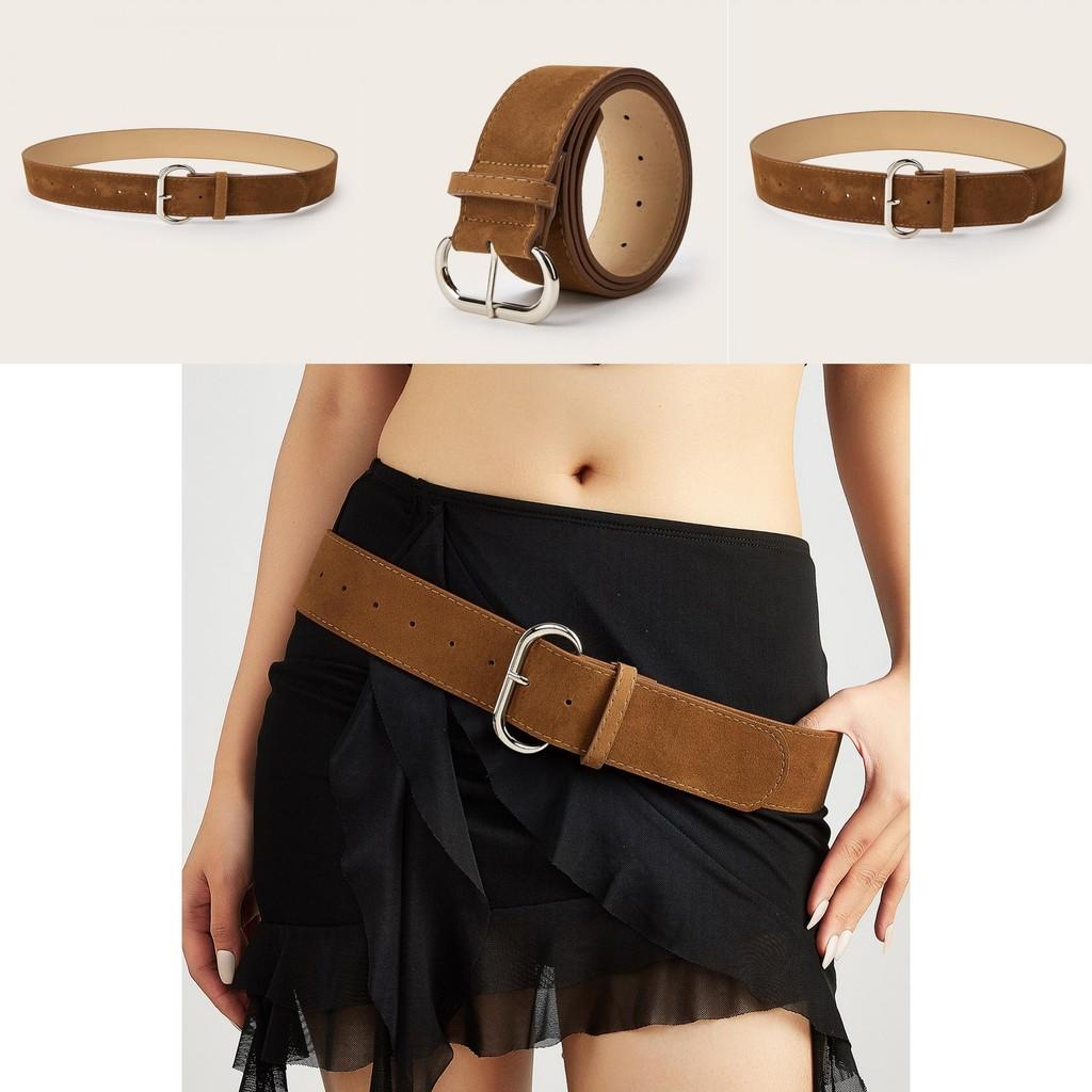 Street Style Solid Color Suede Women Casual Wide Belt For Trendy Womens Accessories