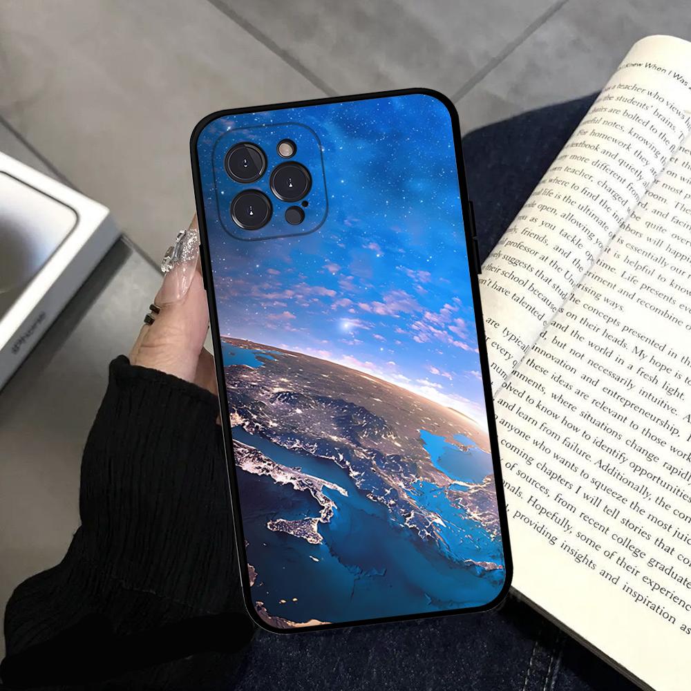 Earth Stars Space Phone Case For IPhone 16 15 14 13 12 Mini 11 Pro XS Max X XR SE 6 7 8 Plus Soft Silicone Cover